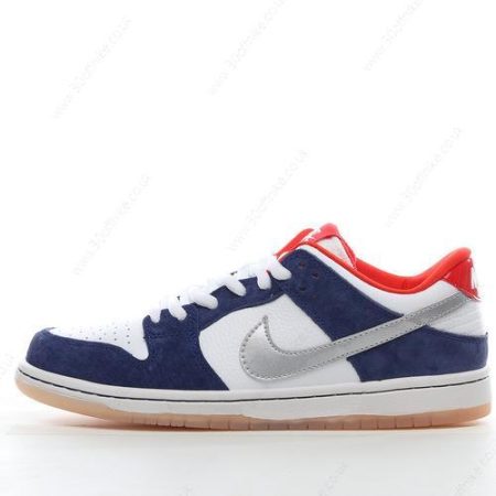 Nike SB Dunk Low Mens and Womens Shoes Silver Navy Red lhw